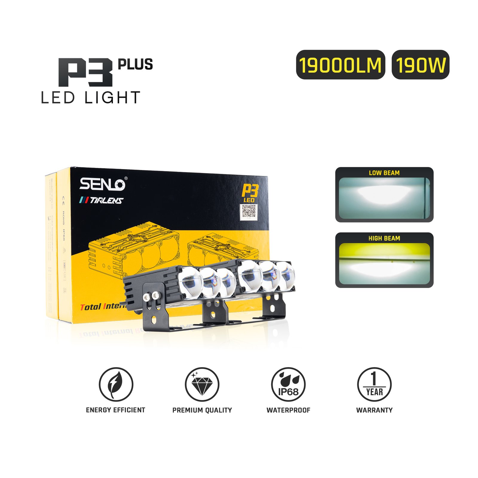 SENLO P3 Plus V2 mini LED driving light with mounting bracket
