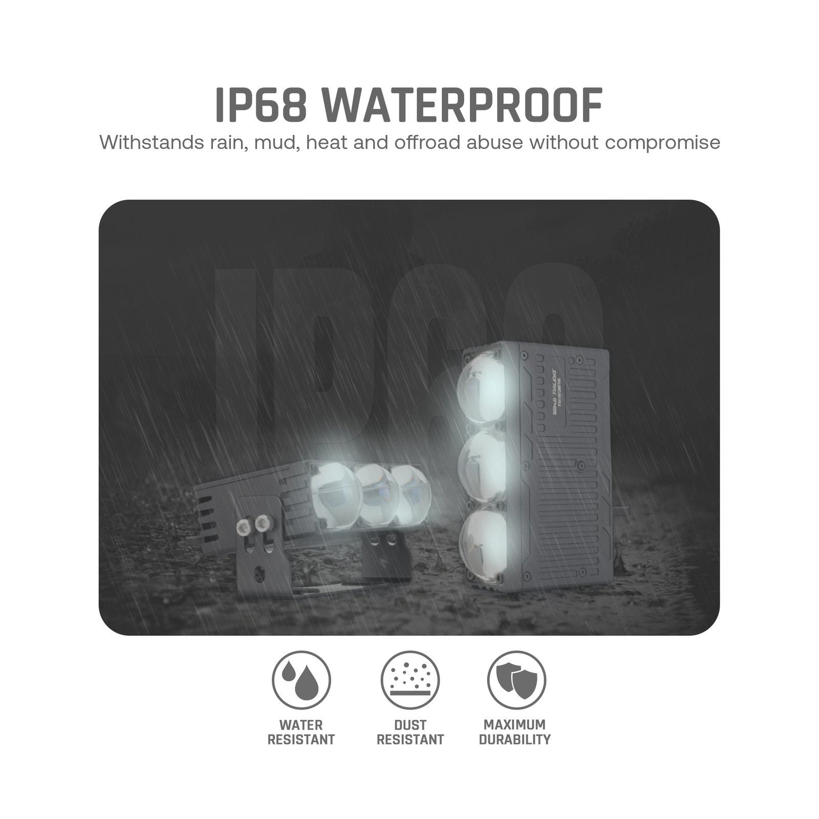 SENLO P3 Plus V2 LED auxiliary driving light with IP68-rated dust and water protection